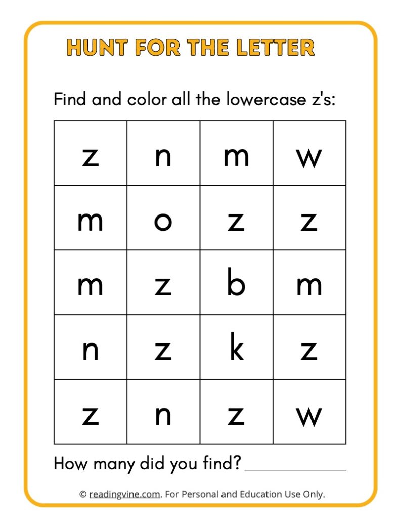 Hunt for the Lowercase Letter Z