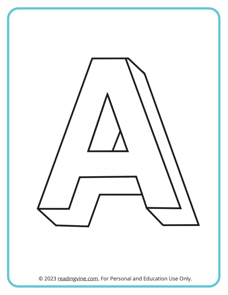 A printable activity to practice learning ABCs - 3D A Drawing sheet