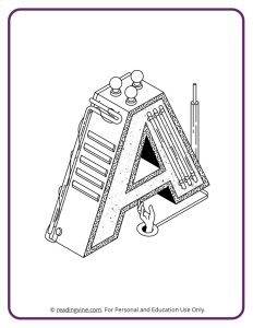 Architecture Style Letter A Coloring Sheet for Preschool - learning letters