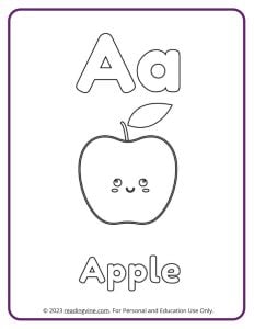 Learn the Letter A with a Fruits and Veggies Coloring Activity Page
