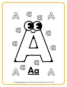 Googly Eyes Printable Letter A Coloring sheet