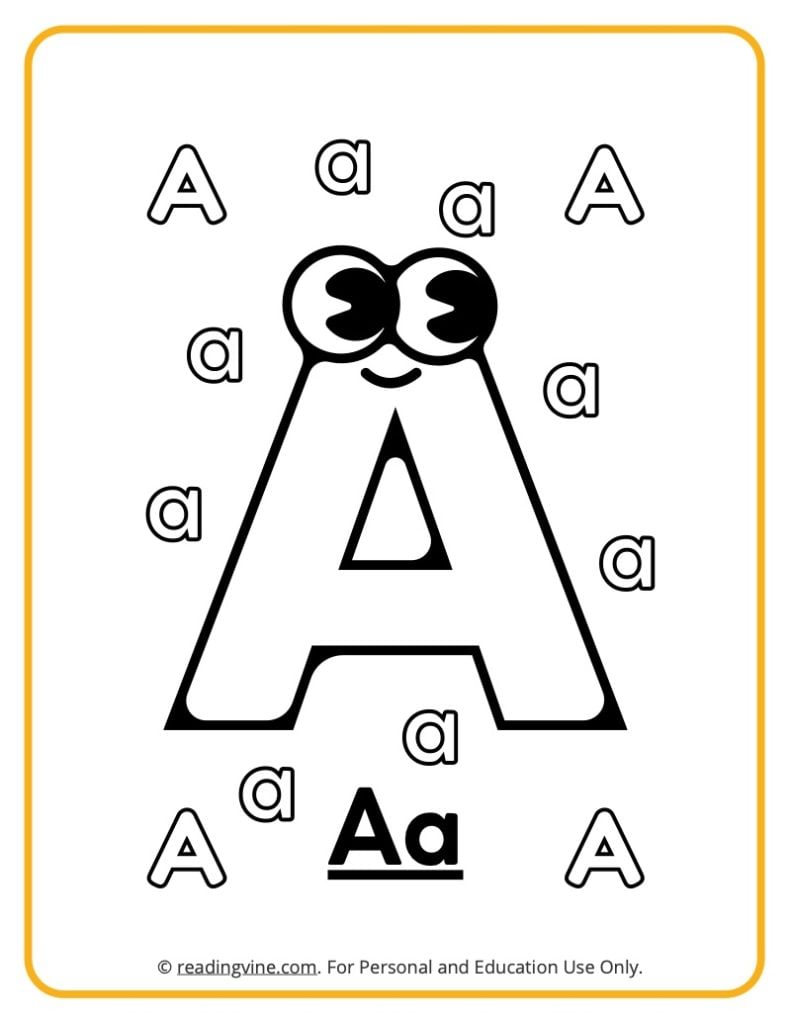 Letter A Coloring Sheet - Googly Eyes