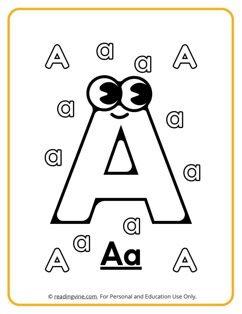 Googly Eyes Printable Letter A Coloring sheet