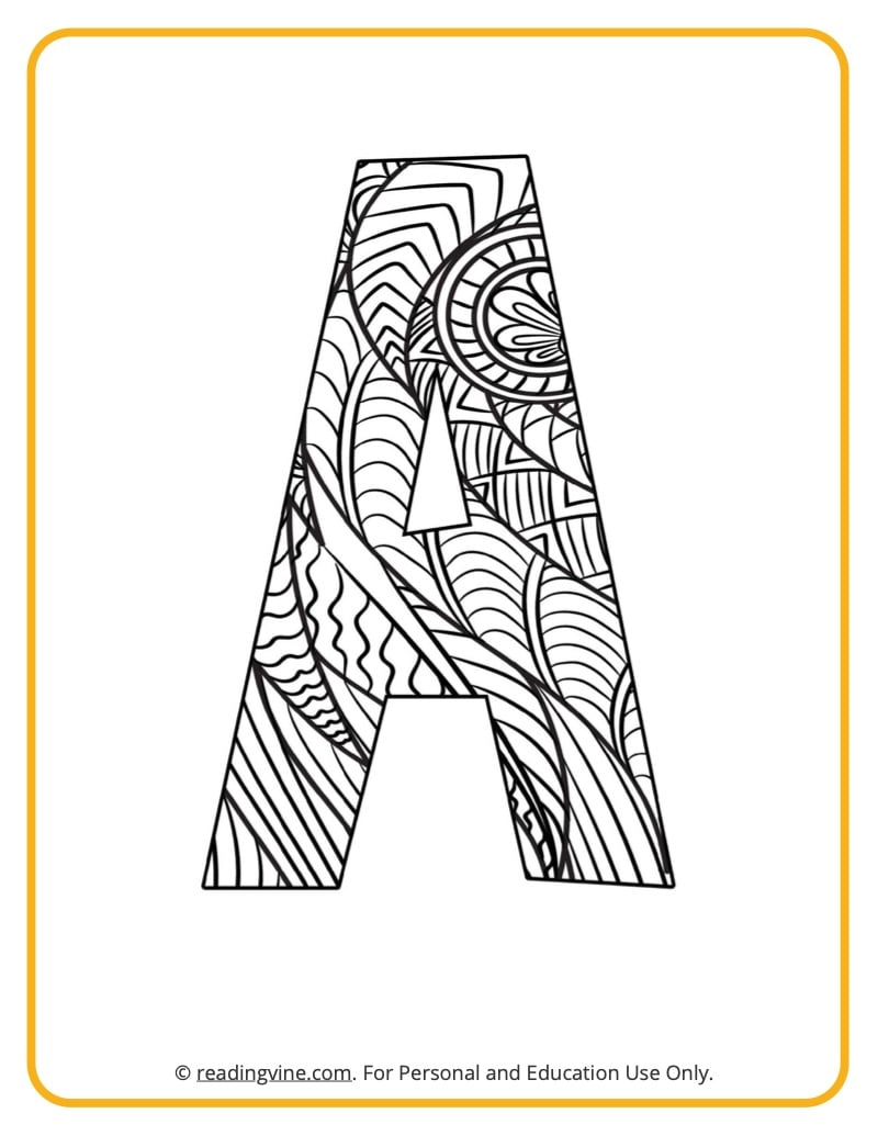 Learning the A with a fun drawing sheet with lined patterns
