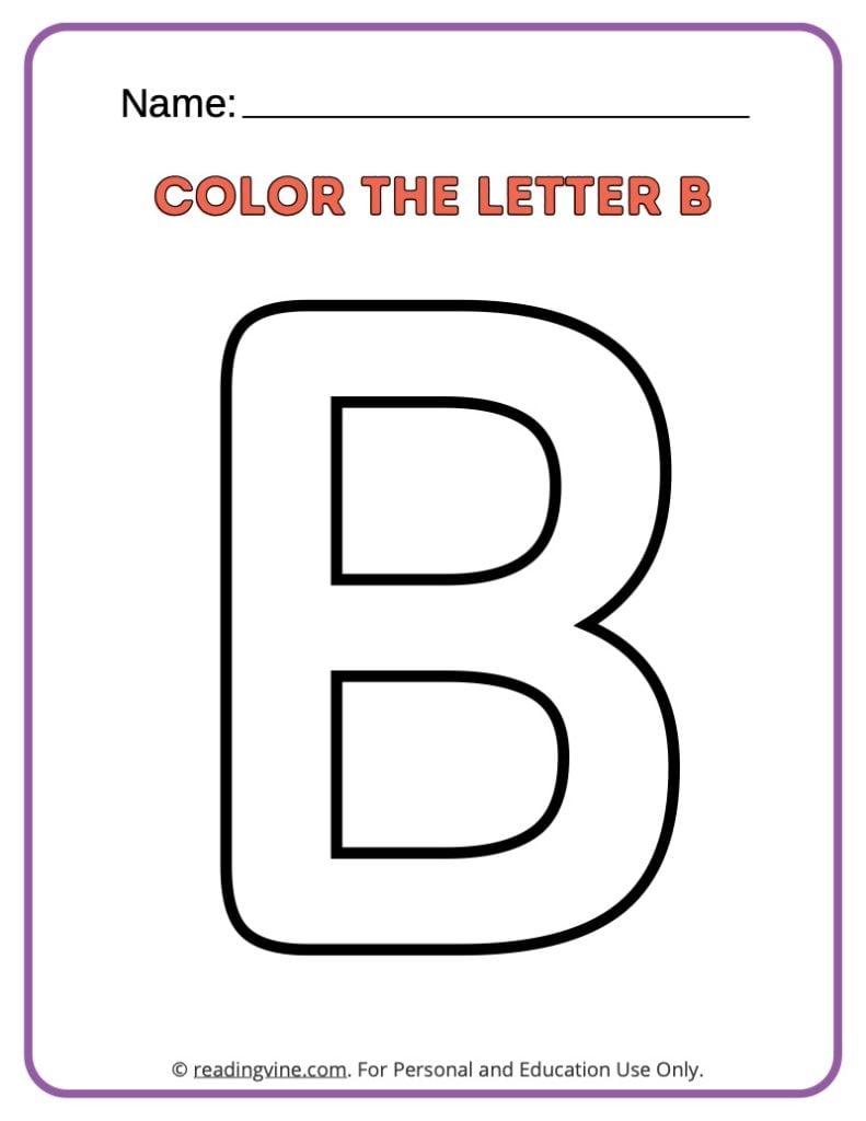 Letter B Coloring Activity