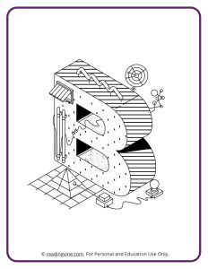Architecture Style Letter B Coloring Sheet for Preschool - learning letters