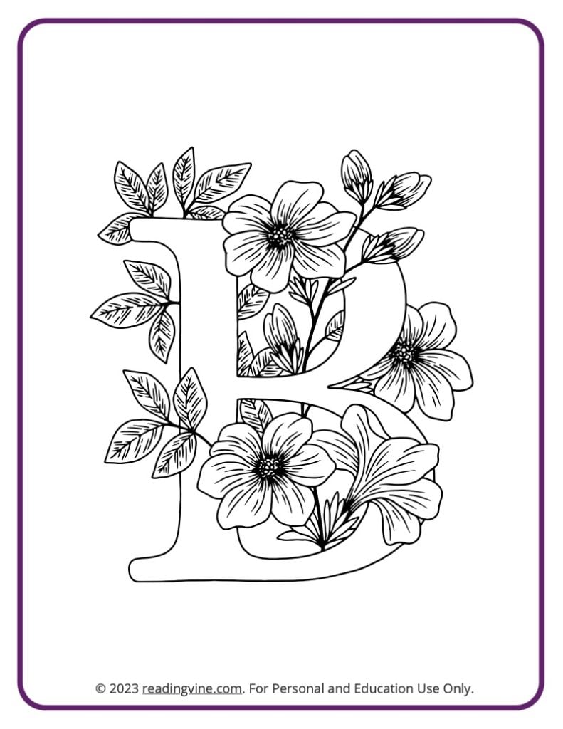 Letter B Page - Floral Theme