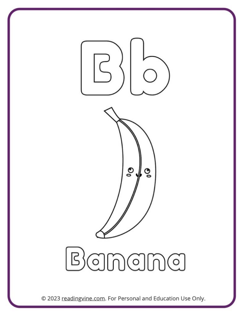 Letter B Coloring Sheet - Fruits and Veggies