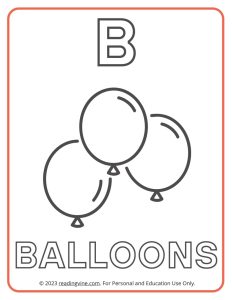 Learning the Alphabet - Uppercase B Printable Coloring Activity