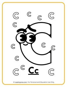 Googly Eyes Printable Letter C Coloring sheet
