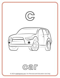Learning the Alphabet - Lowercase C Printable Coloring Sheet