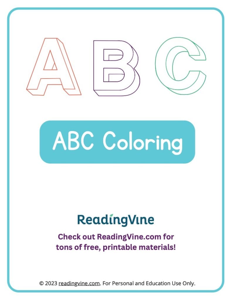 3D Letters Alphabet Coloring Book