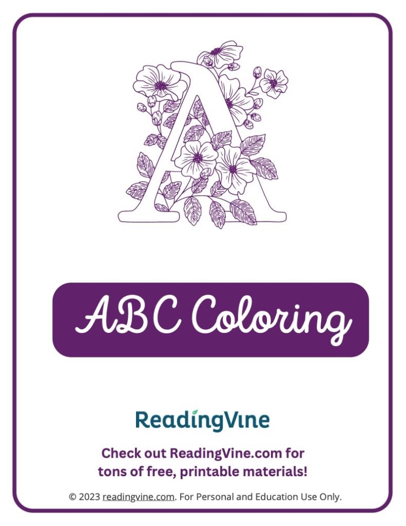 Floral Themed Alphabet Coloring Book