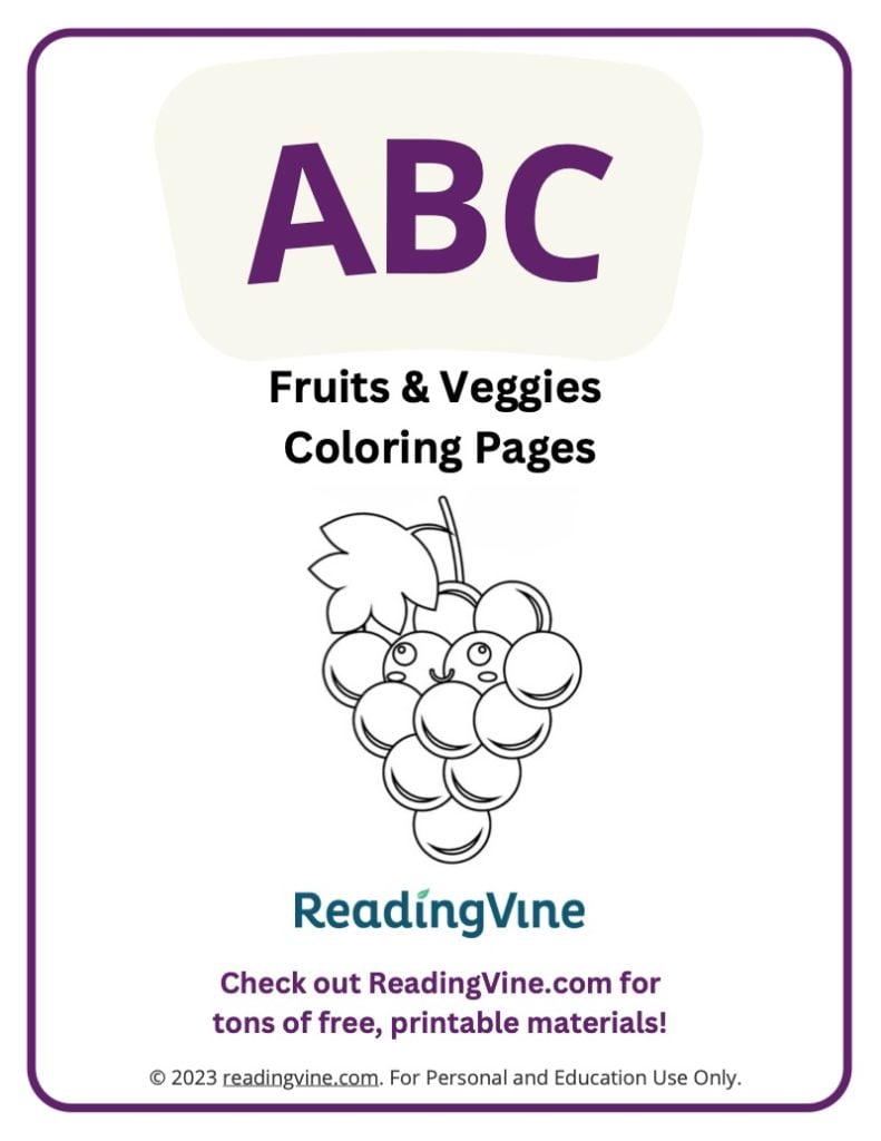 Fruits and Veggies Alphabet Coloring Book