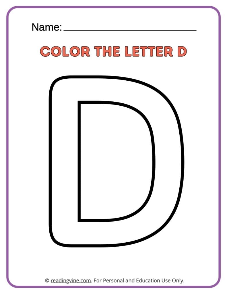 Letter D Coloring Activity