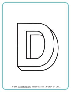 A printable coloring activity to practice learning ABCs - 3D D Drawing sheet
