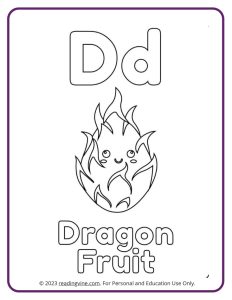 Learn the Letter D with a Fruits and Veggies Coloring Activity Page