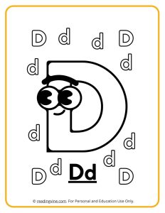 Googly Eyes Printable Letter D Coloring sheet