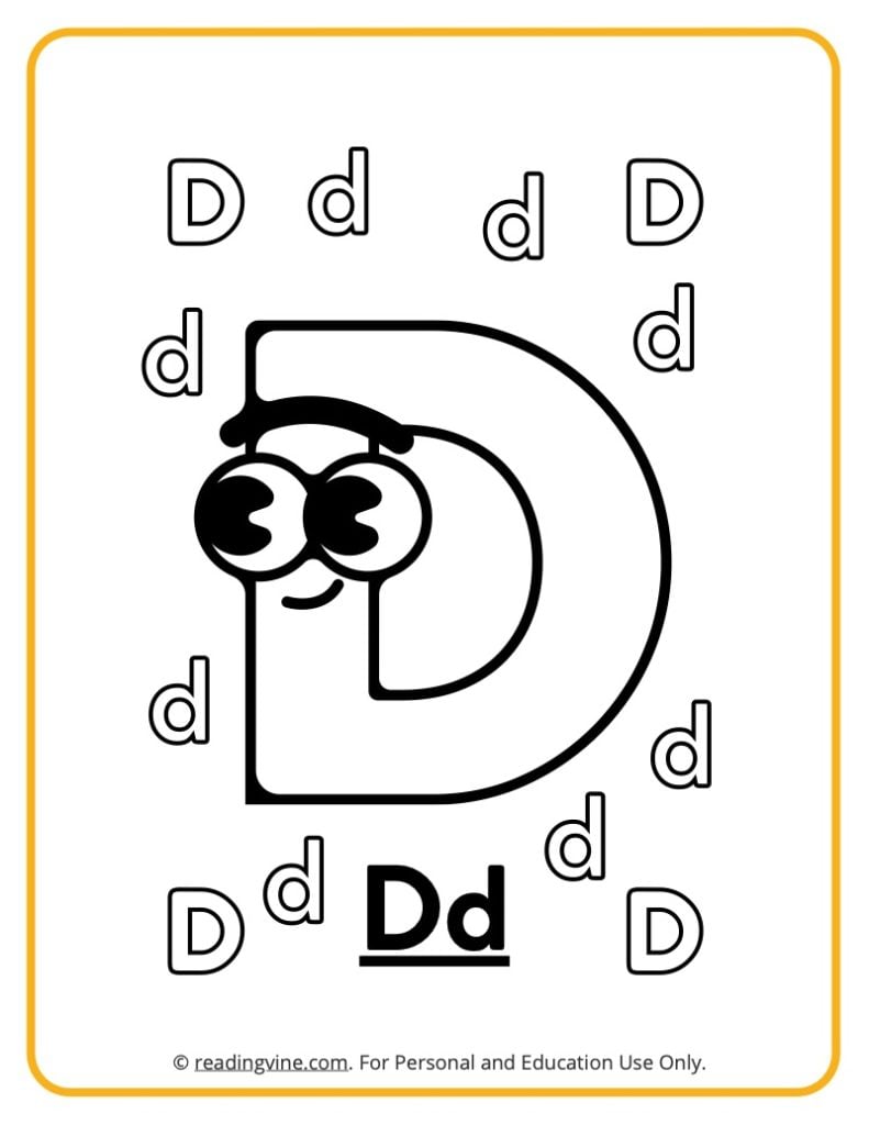 Letter D Coloring Sheet - Googly Eyes