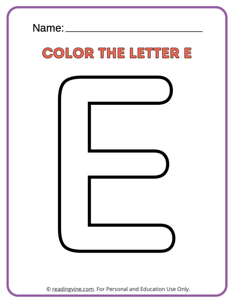 Letter E Coloring Activity