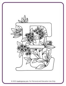 A printable coloring activity to practice learning ABCs - Floral E Design