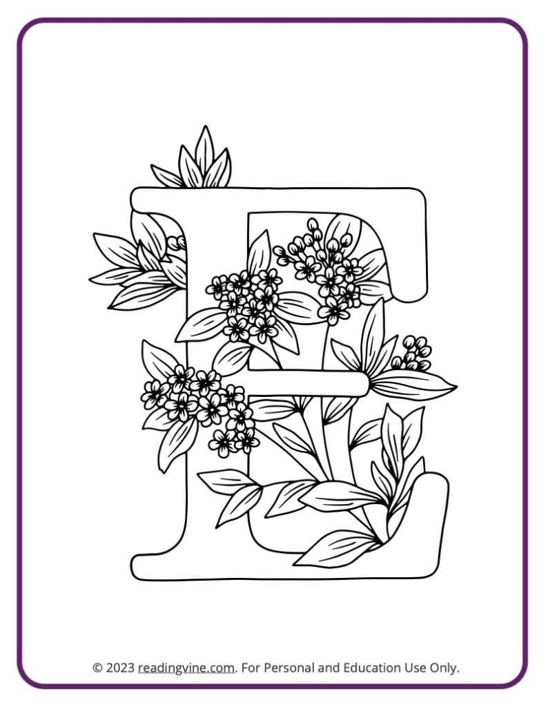 Letter E - Floral Theme