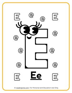 Googly Eyes Printable Letter E Coloring sheet