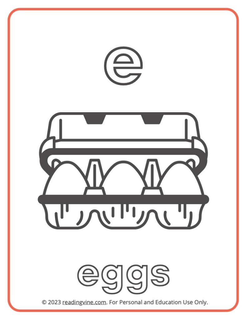Letter E Coloring Sheet - Lowercase Letters
