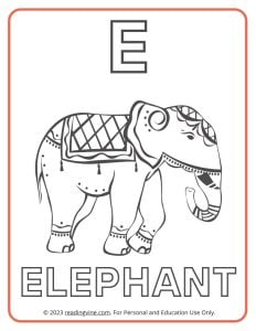 Learning the Alphabet - Uppercase E Printable Coloring Activity