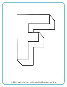 A printable coloring activity to practice learning ABCs - 3D F Drawing sheet