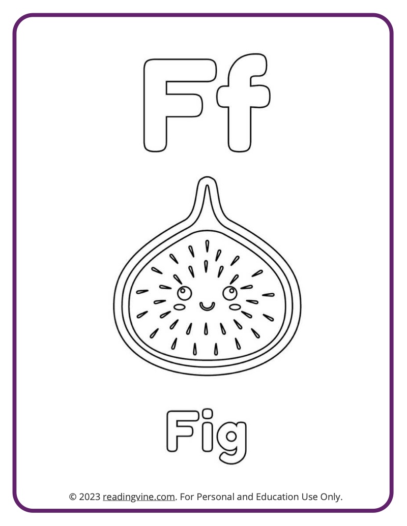 Learn the Letter F with a Fruits and Veggies Coloring Activity Page