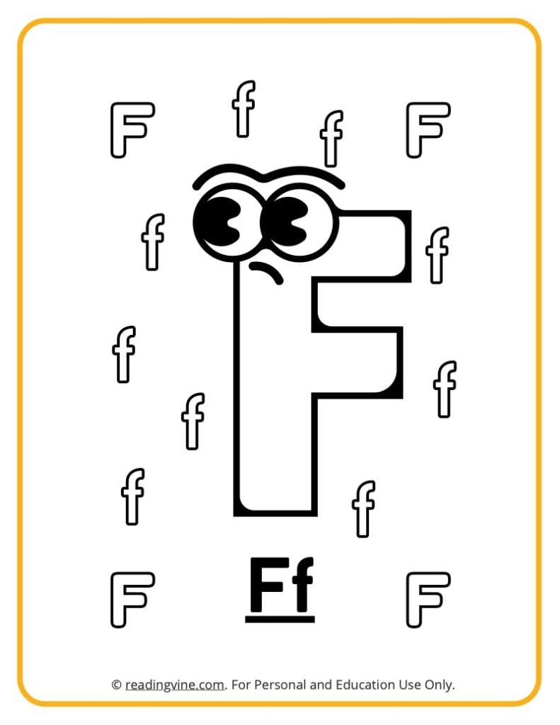 Letter F Coloring Sheet - Googly Eyes