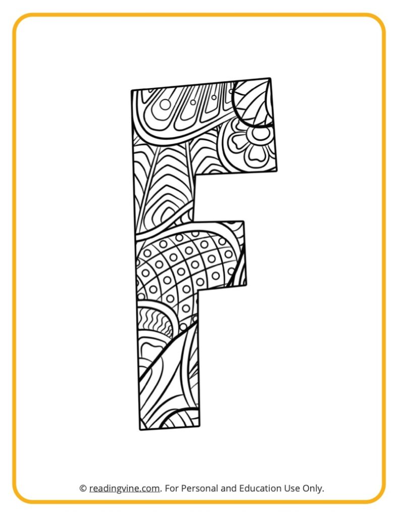 Letter F Coloring Page - Patterned Letter