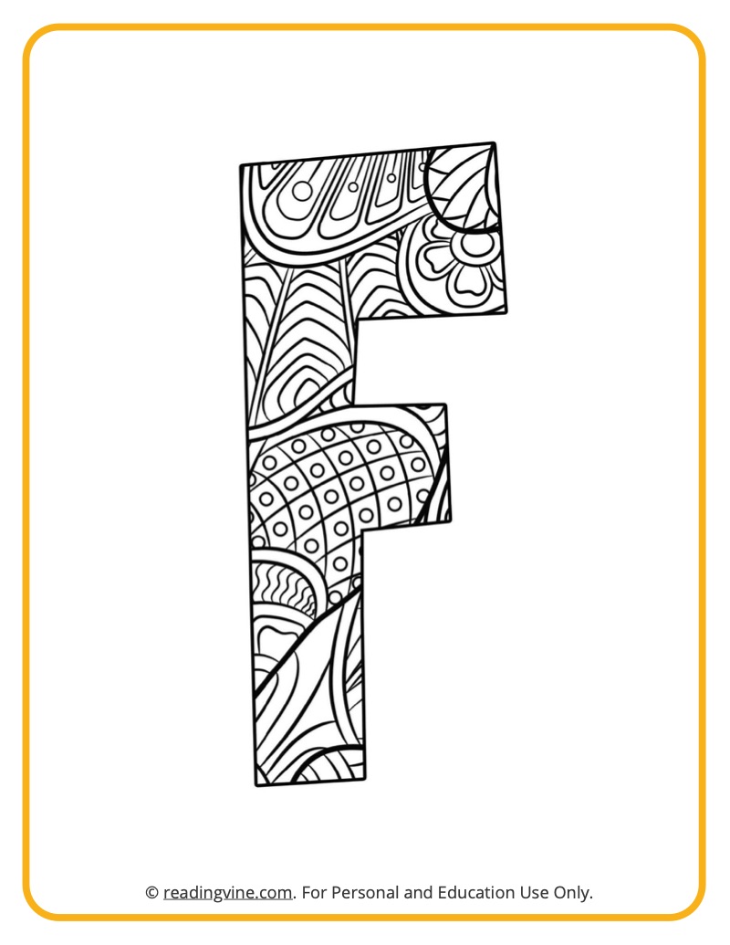 Learning the Letter F with a fun drawing sheet with lined patterns