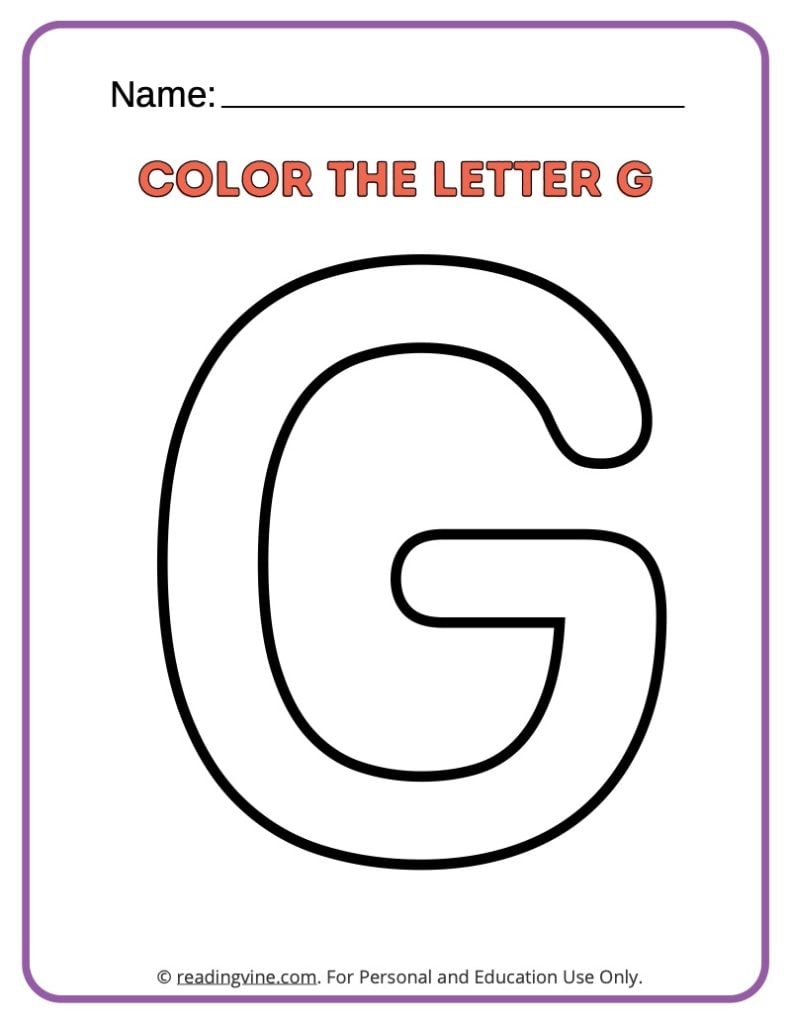 Letter G Coloring Activity