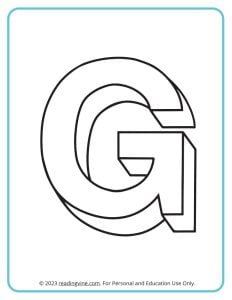 A printable coloring activity to practice learning ABCs - 3D G Drawing sheet