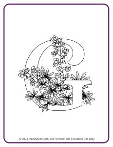Floral Design Letter G Coloring Page
