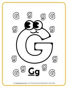 Googly Eyes Printable Letter G Coloring sheet