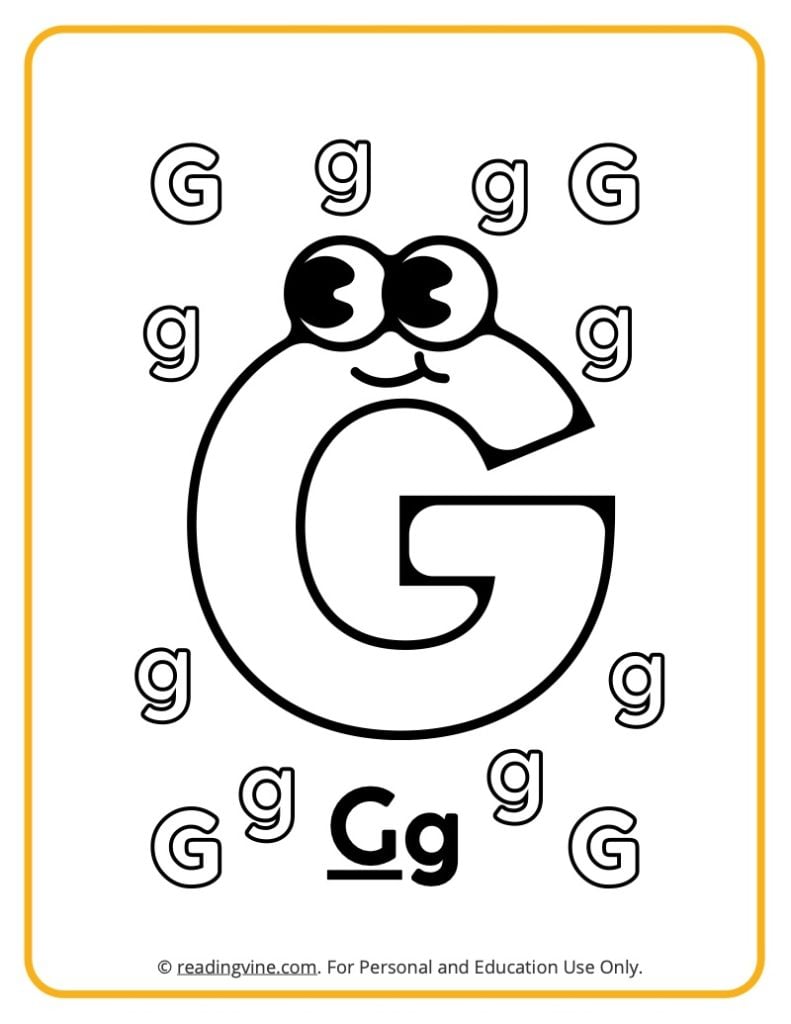 Letter G Coloring Sheet - Googly Eyes