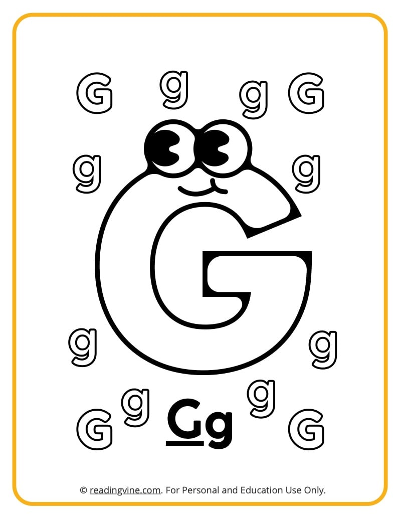 Letter G Coloring Pages - Google Eyes image - ReadingVine