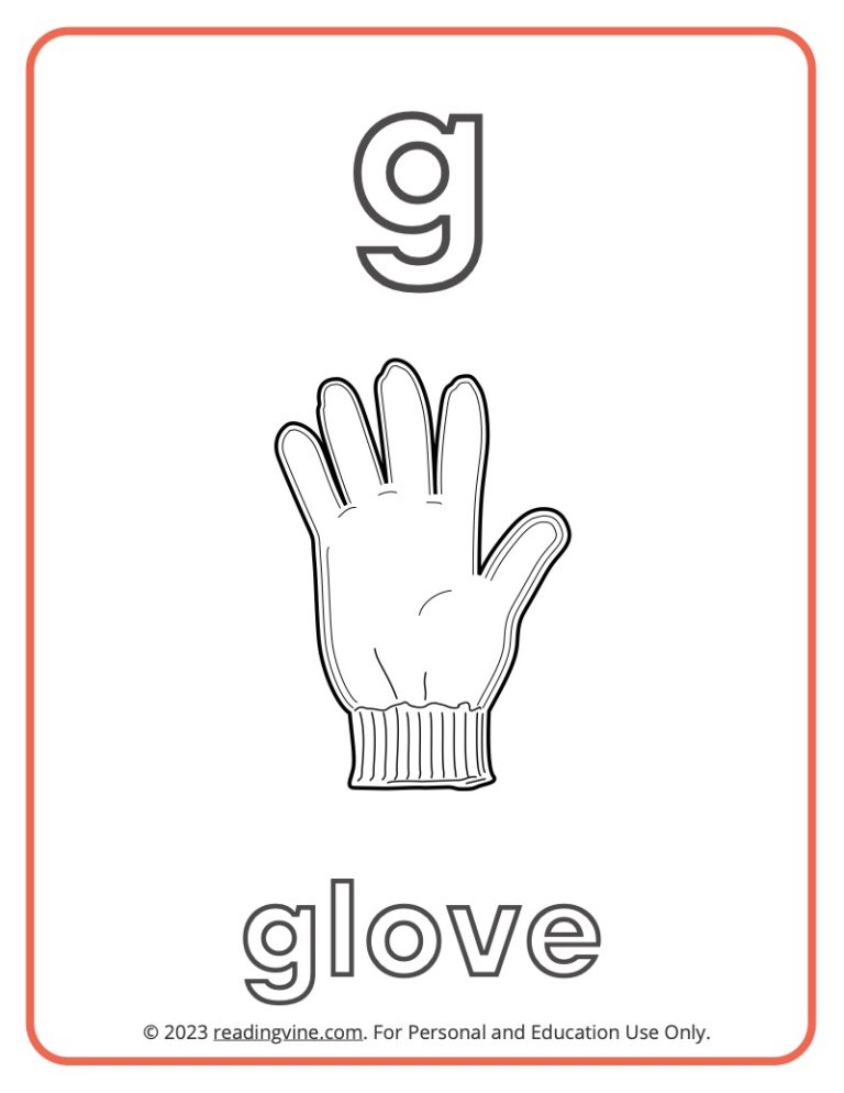 Letter G Coloring Pages - Lowercase with Pictures image - ReadingVine