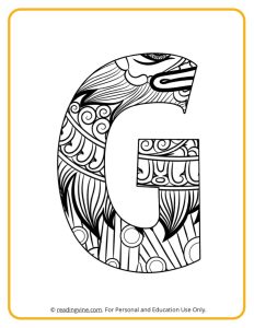 Learning the Letter G with a fun drawing sheet with lined patterns