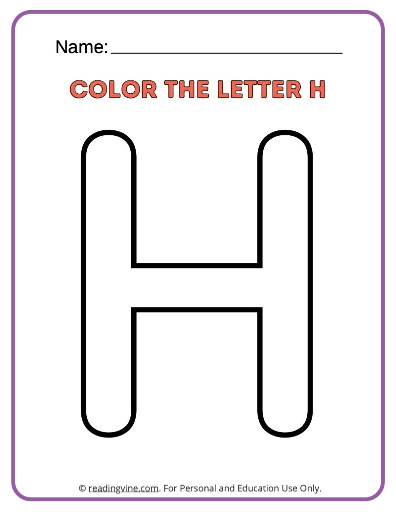 Letter H Coloring Activity