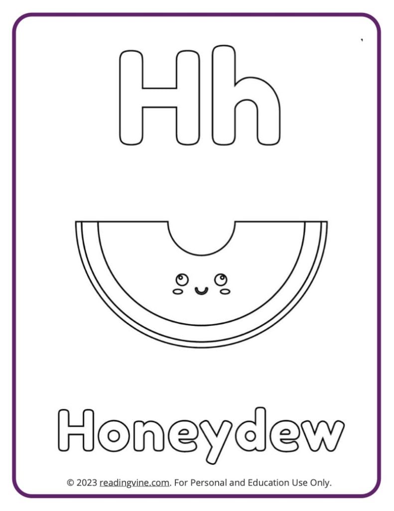 Letter H Coloring Sheet - Fruits and Veggies