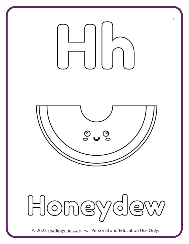 Learn the Letter H with a Fruits and Veggies Coloring Activity Page
