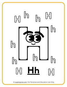 Googly Eyes Printable Letter H Coloring sheet