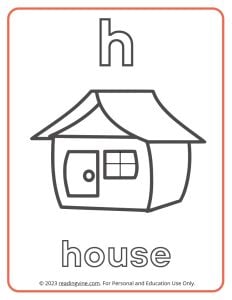 Learning the Alphabet - Lowercase H Printable Coloring Sheet