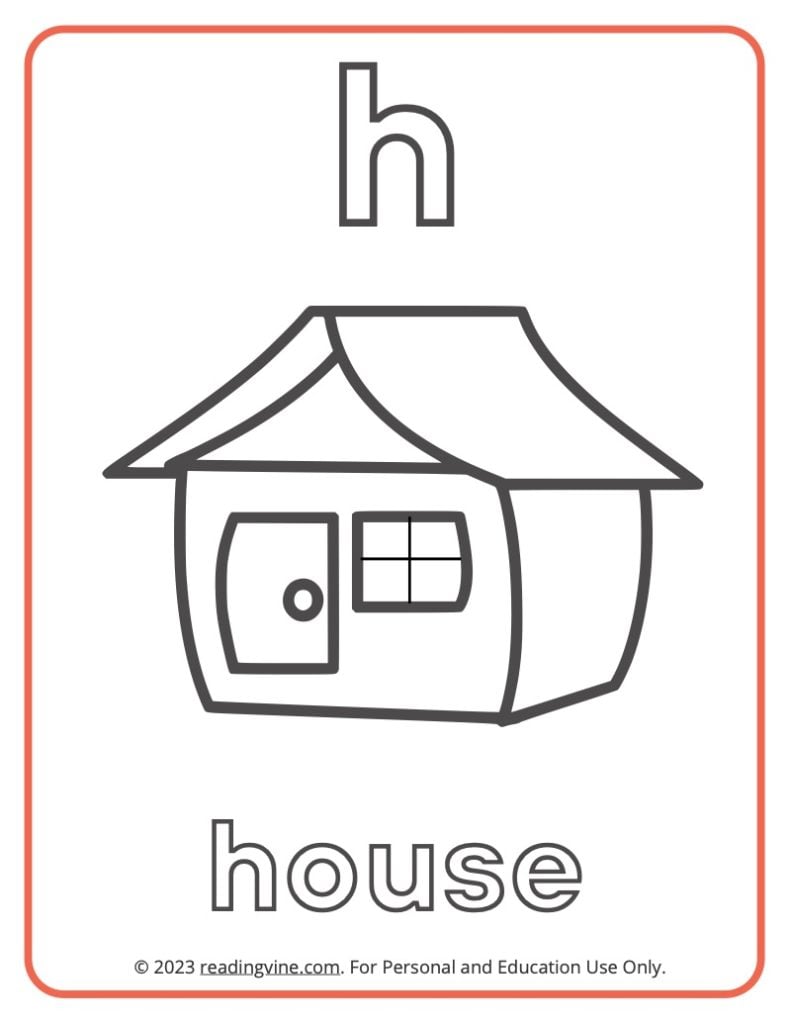 Letter H Coloring Sheet - Lowercase Letters