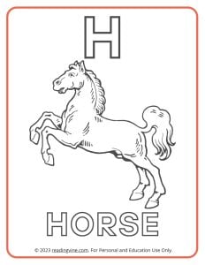 Learning the Alphabet - Uppercase H Printable Coloring Activity