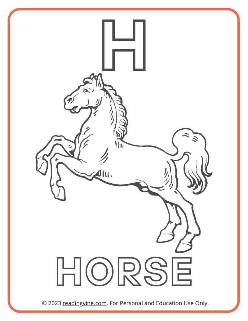 Learning the Alphabet - Uppercase H Printable Coloring Activity